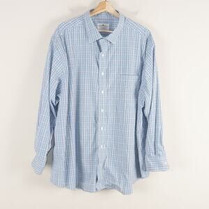 Oak Hill Easy Stretch Long Sleeve Plaid Blue Button Shirt Sz 19 34/35